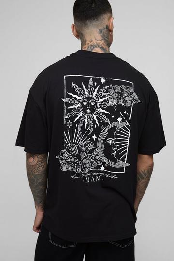 Tall Oversized Lijntekening T-Shirt Met Print black