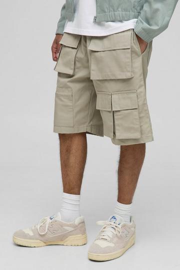 Baggy Ribfluwelen Cargo Shorts Met Zakken En Elastische Taille stone