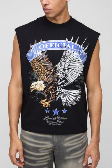 Oversized Boxy Official Eagle Tank Top Met Print En Brede Nek black