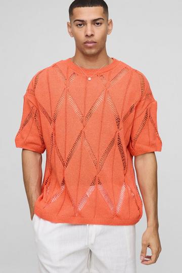 Oversized Abstract Knitted T-Shirt orange