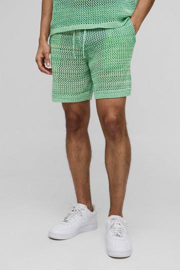 Relaxed Fit Twisted Yarn Knitted Shorts green