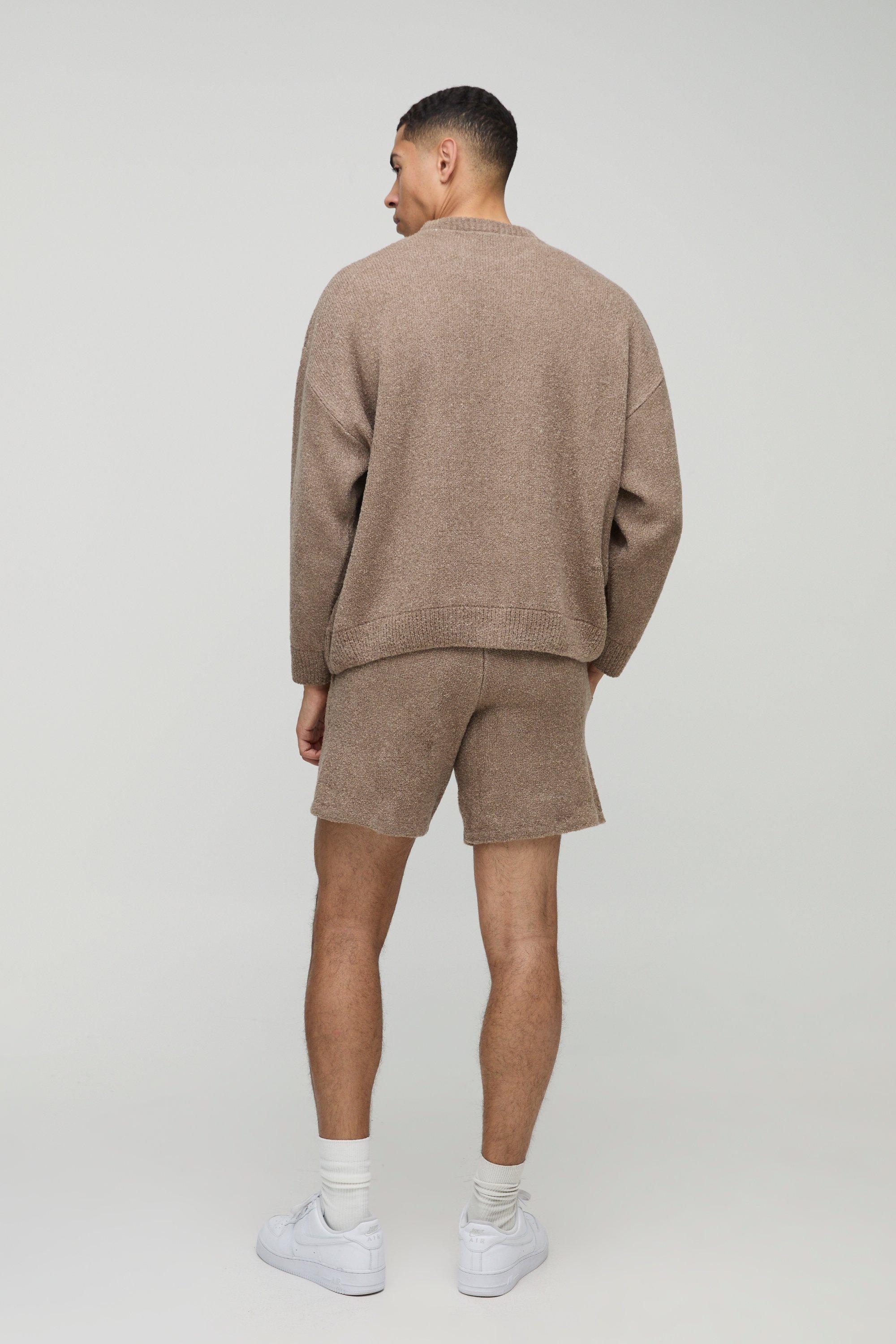 boohoo BM BOUCLE ニット トップス & ショート セットアップ boohoo BM BOUCLE ニット ZIP フーディ & ショート 上下セット