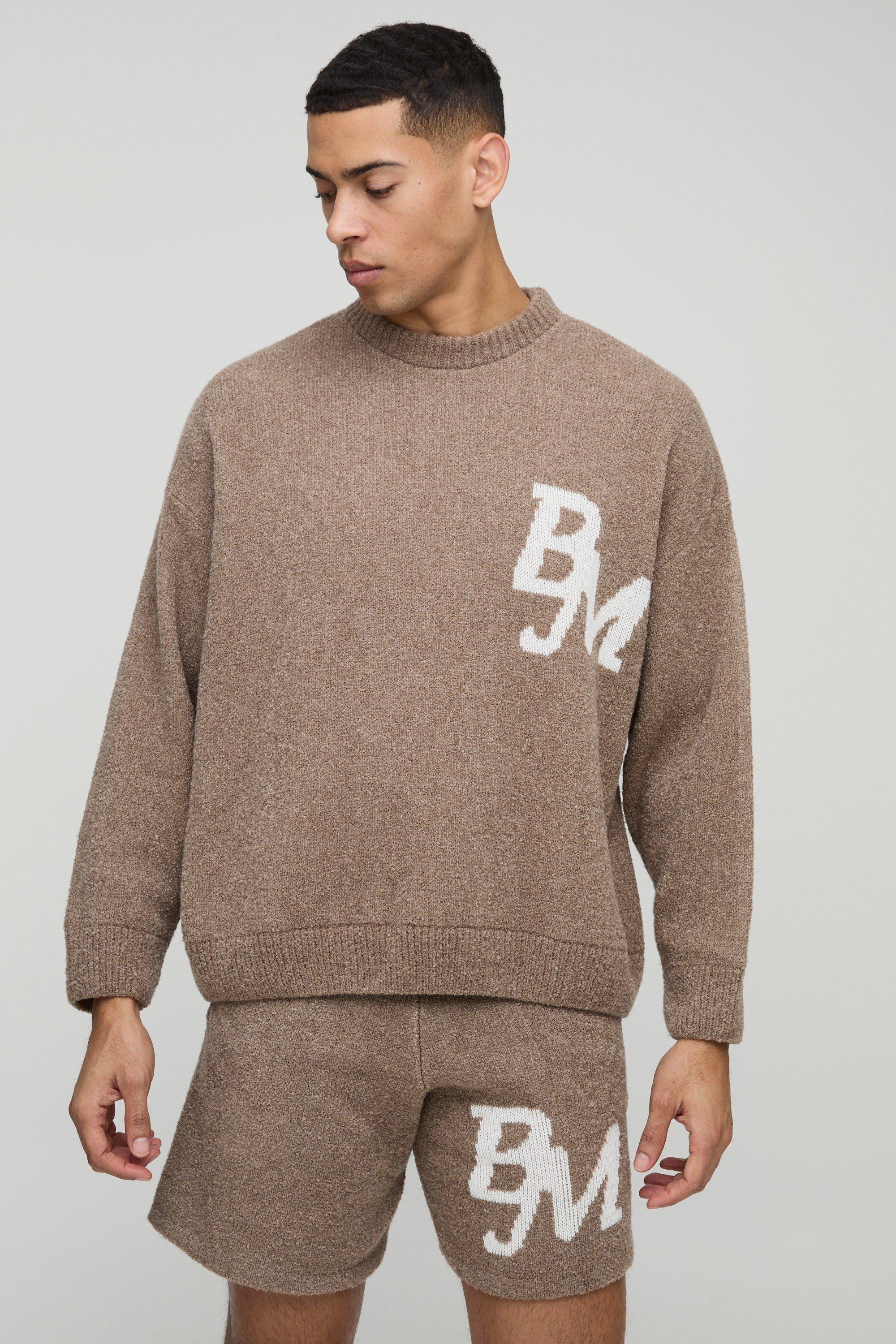 Boxy Fit Boucle BM Knitted Jumper and Shorts Set | boohoo IL