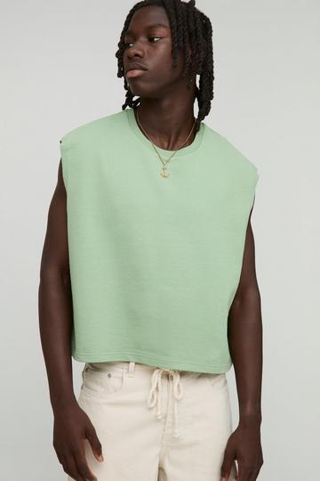 Oversized Loopback Shrunken Boxy Vest green