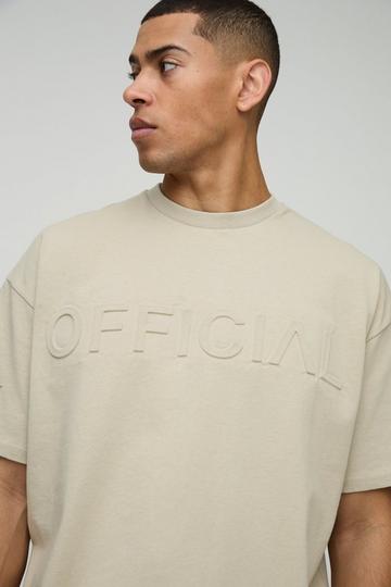 Oversized Heavyweight Official Embossed T-Shirt stone