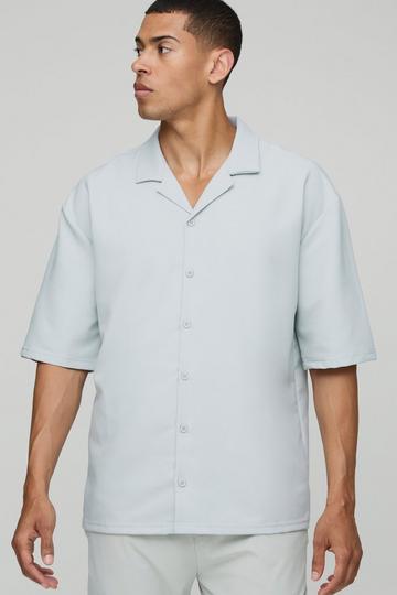 Tall Oversized Stretch Tech Overhemd Met Revers Kraag light grey