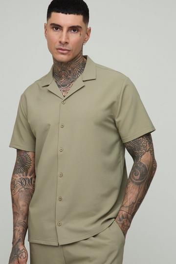 Tall Regular Fit Tech Stretch Overhemd Met Revers Kraag taupe