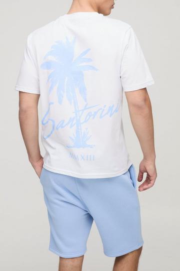 Light Brown Regular Fit Palm Print T-Shirt & Short Set