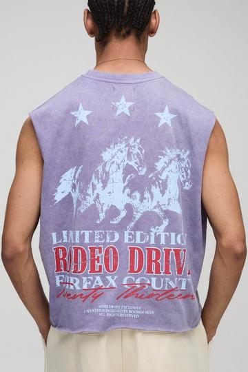 Oversized Gebleekte Gekrompen Western Tank Top Met Print purple