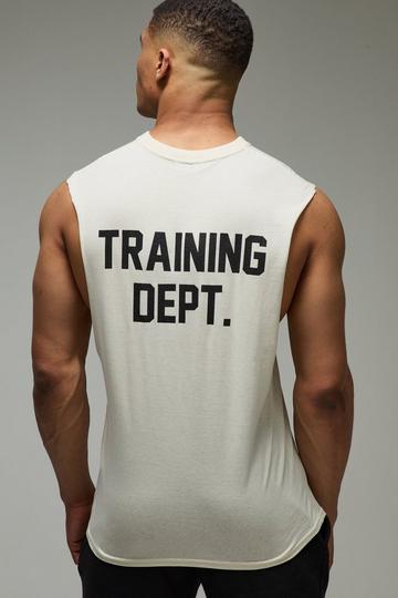Oversized Training Dept Tank Top Met Grote Armgaten ecru