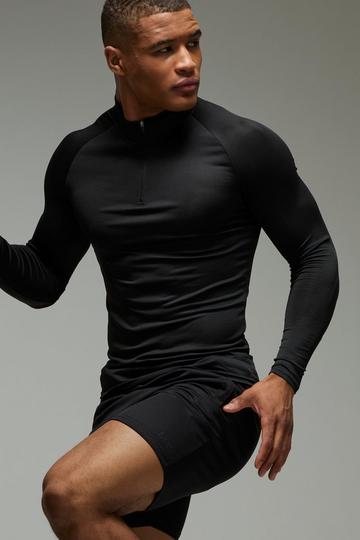 Man Active Dunne Muscle Fit Essentials Fitness Raglan Set Met Korte Rits En Shorts black