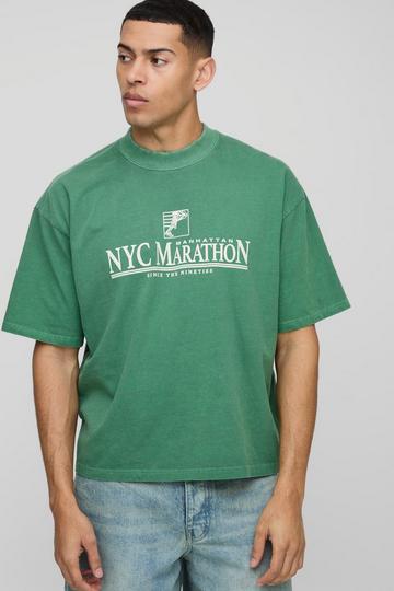 Oversized Boxy NYC Marathon Leisure T-Shirt forest