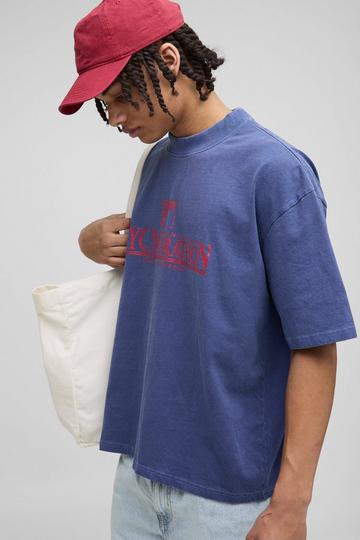Oversized Boxy NYC Marathon Leisure T-Shirt navy
