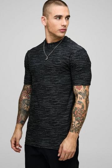 Muscle Fit T-Shirt Met Textuur black