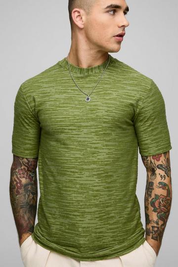 Muscle Fit T-Shirt Met Textuur olive