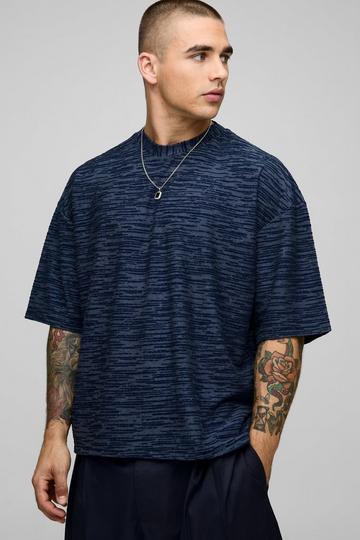 Oversized Boxy Textured T-Shirt navy