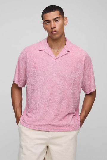 Oversized Textured Revere Polo pastel pink