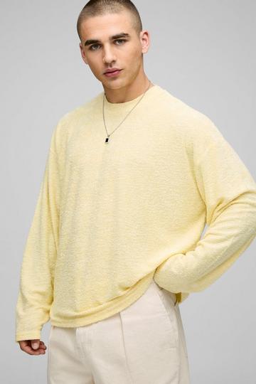 Oversized Boxy Long Sleeve Textured T-Shirt yellow