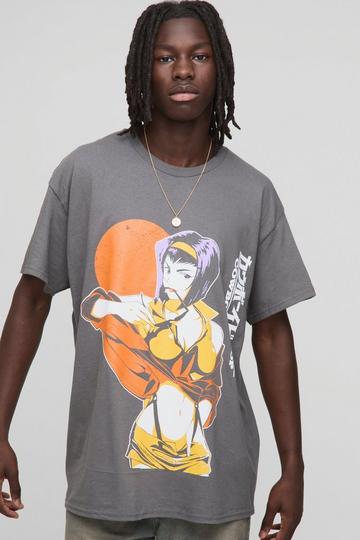Oversized Gelicenseerd Cowboy Bebop Anime T-Shirt charcoal