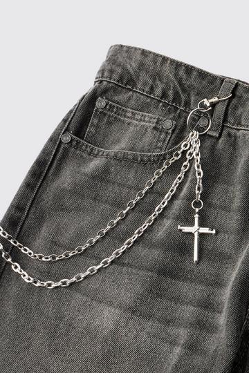 Layered Cross Jean Chain silver