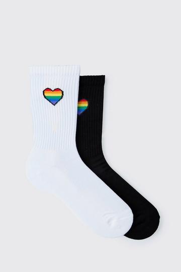 2 Pack Rainbow Heart Pride Socks multi