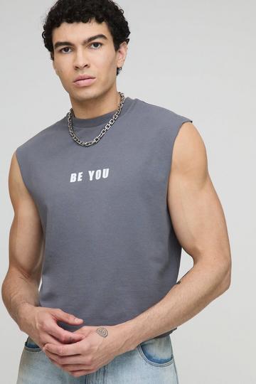 Gebleekte Boxy Be You Pride Tank Top charcoal