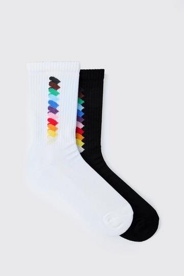 2 Pack Rainbow Graphic Pride Socks multi