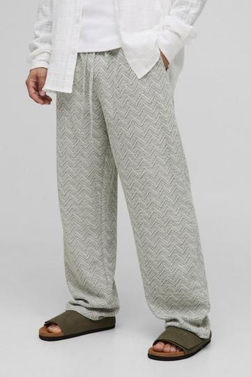Elasticated Waist Zig Zag Boucle Trousers sage