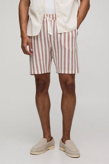 Elasticated Waist Relaxed Fit Crochet Shorts burnt orange