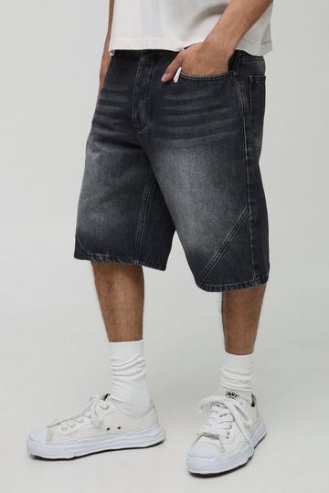 Gebleekte Baggy Denim Shorts Met Panelen black