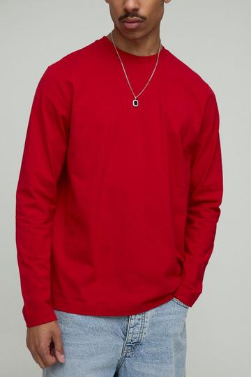 Regular Fit Long Sleeve Slub T-Shirt red