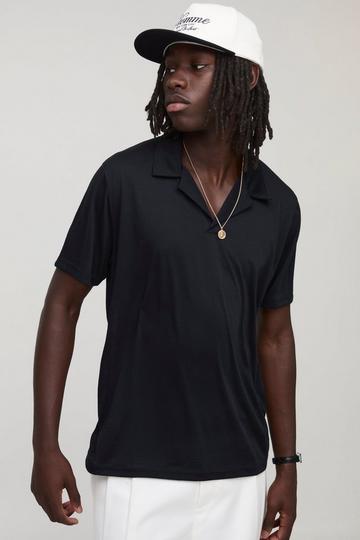 Regular Fit Revere Slub Polo black