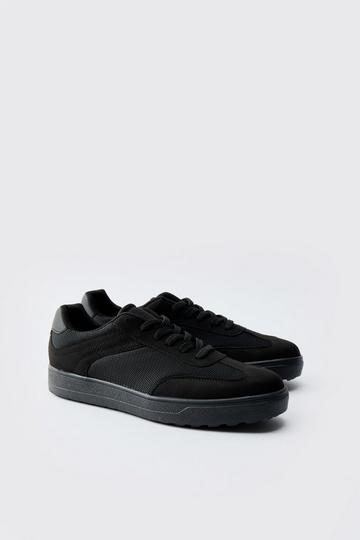 Contrast Panel Mesh Trainer black