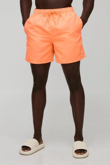 Mid Length Branded Swim Short neon-orange