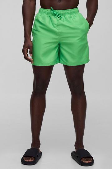 Mid Length Embroidered Branded Swim Short green