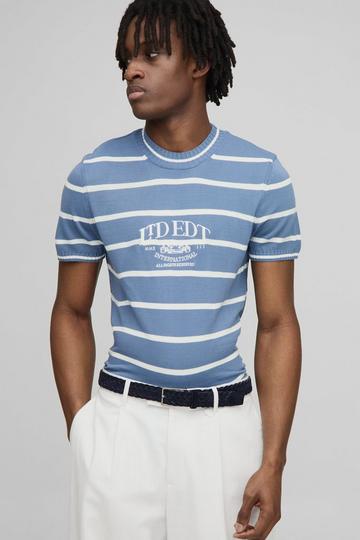 Edition Embroidered Baby Knitted T-Shirt dusty blue