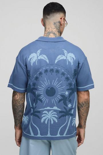 Tall - Chemise oversize à imprimé palmier blue