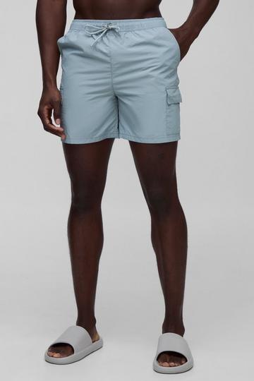 Short de bain cargo mi-long texturé light grey