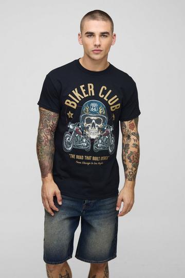 Zwart Gelicenseerd Regular Fit Route 66 Biker Club T-Shirt black