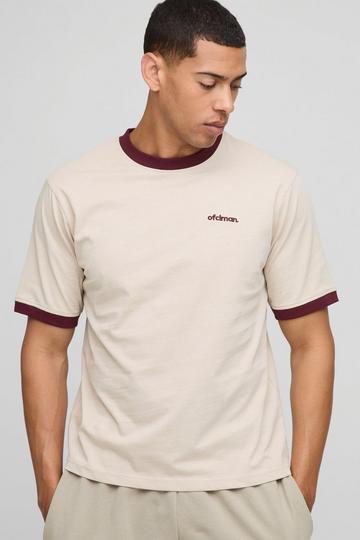 Geborduurd Boxy T-Shirt Met Contrasterende Zoom stone