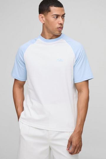Geborduurd Regular Fit Raglan T-Shirt white