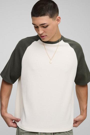 Oversized Boxy Heavyweight Waffle Raglan T-shirt ecru