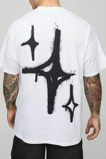 White Oversized Graffiti Spray Star T-Shirt white