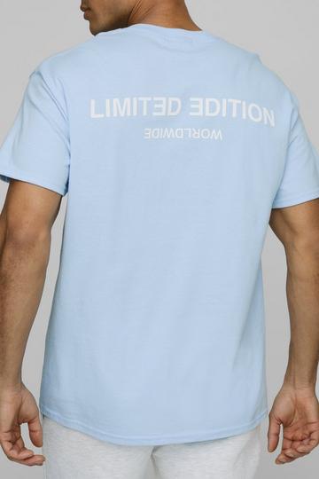 Sky Blue Oversized Raised Limited Text T-Shirt sky blue