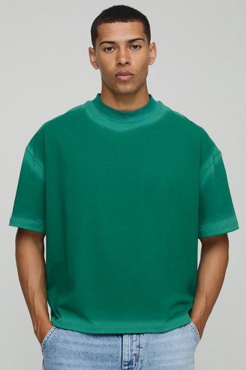 Oversized Gebleekt Boxy T-Shirt Met Naaddetail green