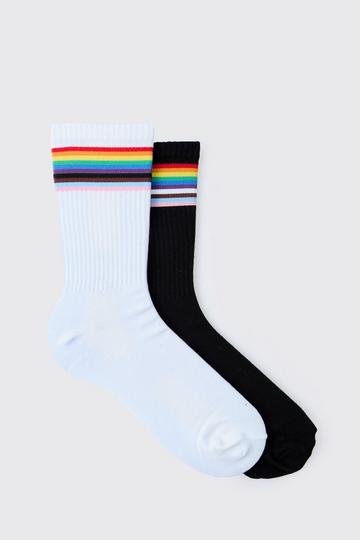2 Pack Rainbow Pride Socks white