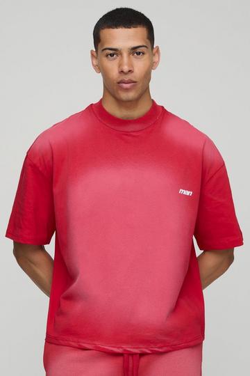 Red Oversized Boxy Spray Wash MAN Sport T-Shirt red