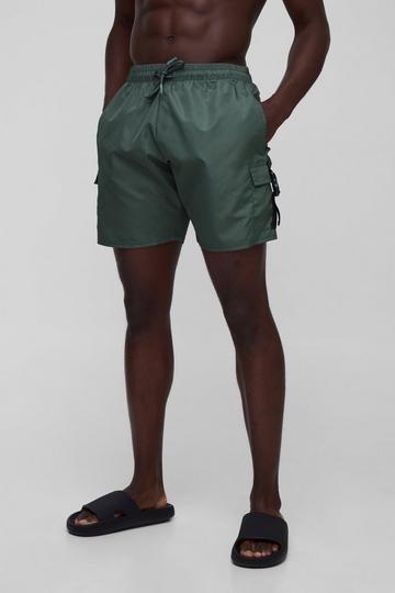 Baggy Soft-Shell Cargo Shorts Met Elastische Taille khaki