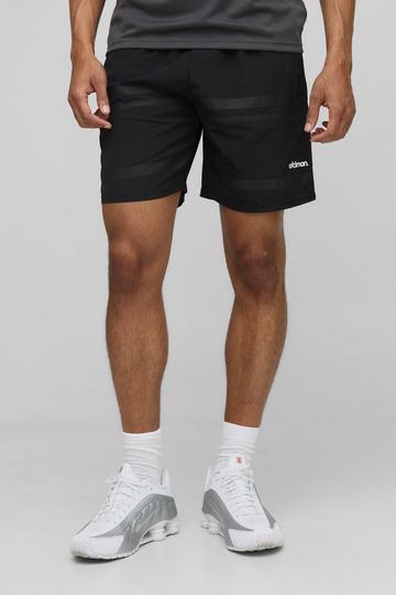 Elasticated Waist Relaxed Crinkle Nylon Striped Shorts black