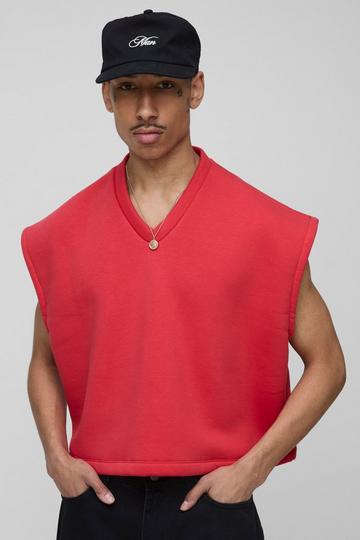 Oversized Kort Boxy Trui Met V-Hals red
